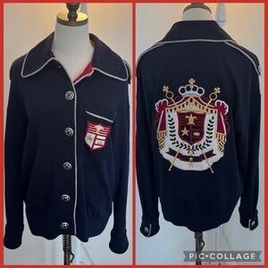 Vintage St. John Sportswear by Marie Women’s L Navy Blue Red Nautical Sweater